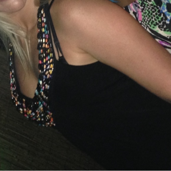 BCX Black Beaded Halter Top - Picture 12 of 12